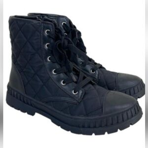 Open Edit Quilted Black Combat Boots